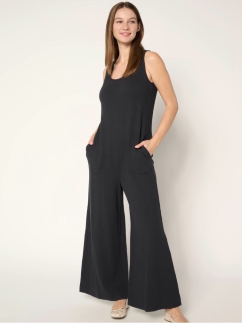 AnyBody Regular Washed Waffle Knit Sleeveless Jumpsuit